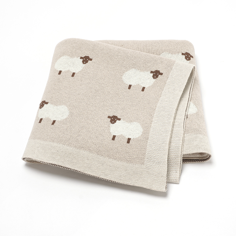 Muslin Cotton Bedspread - Sevimli Koyun Baskı Muslin Yenidoğan Bebek