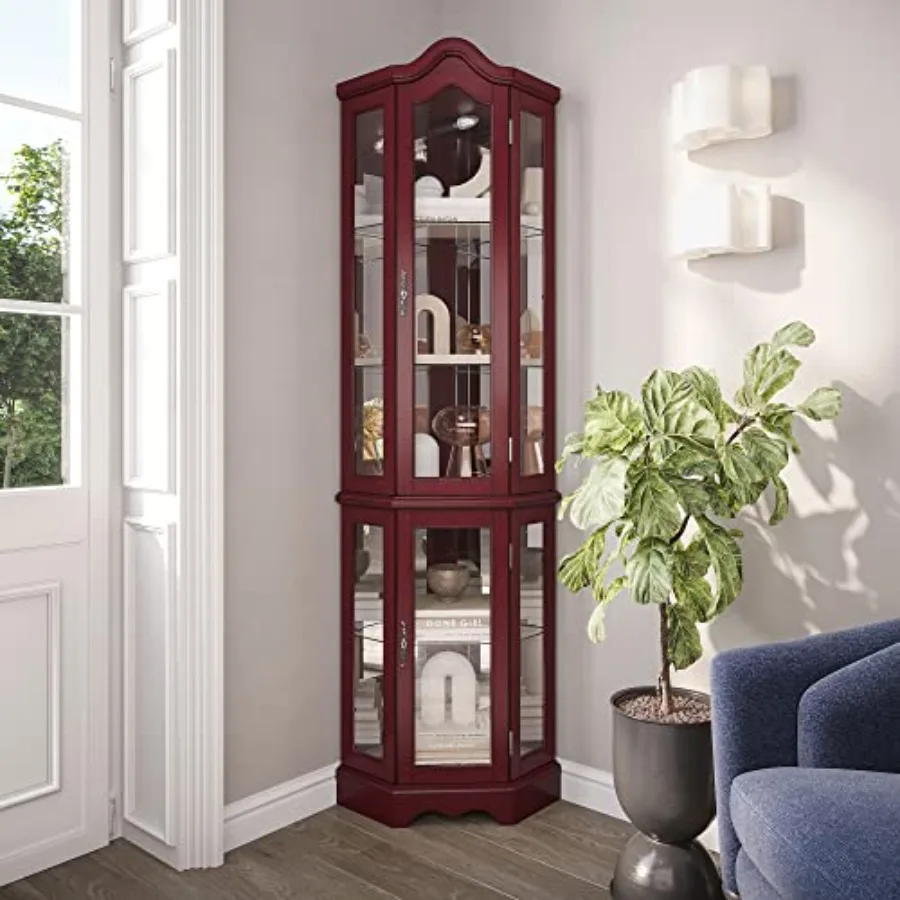 Storage & Organization - Işıklı Köşe Vitrini, Kavisli Üst Yüzeyli,