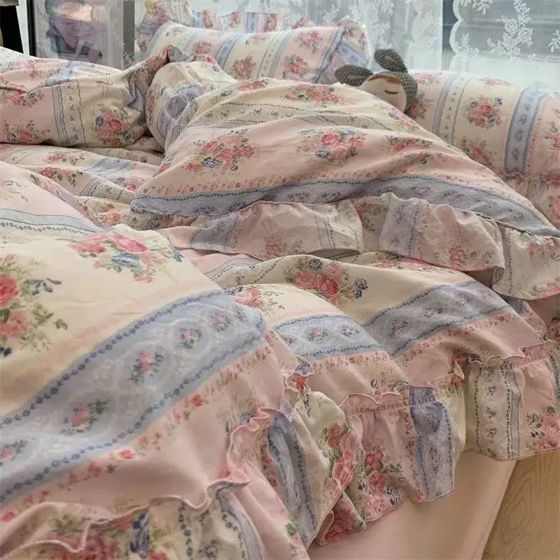 Aesthetic Floral Duvet Cover - Kore Tarzı Prenses Çiçek Yatak Seti