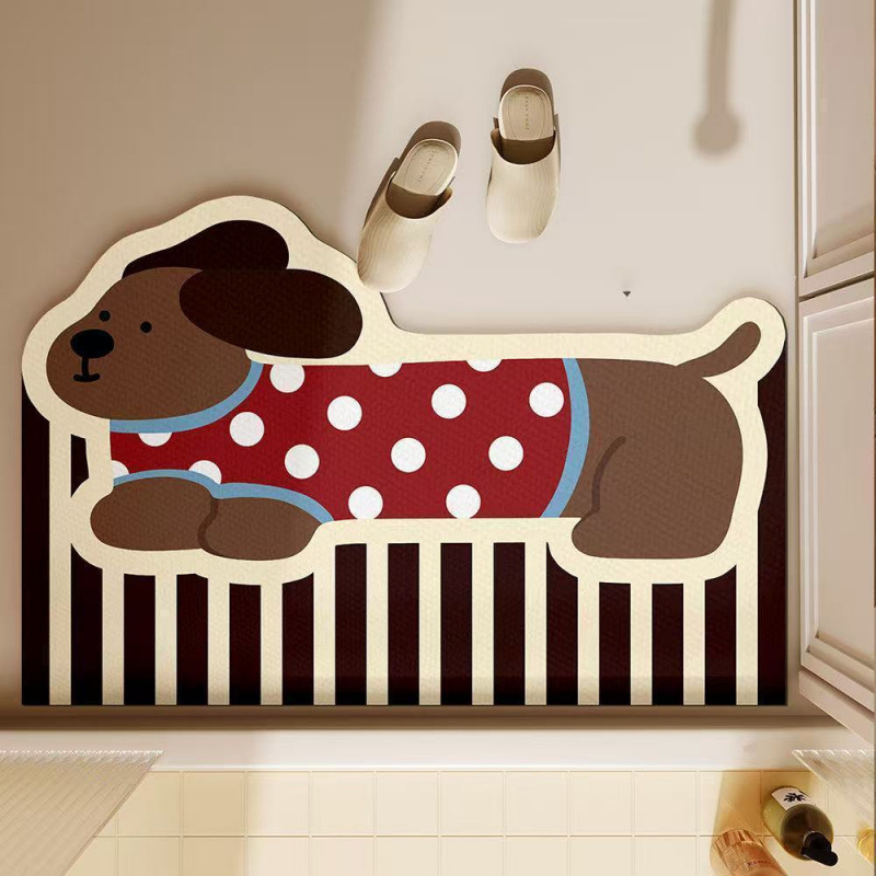 Quick Dry Diatomite Bath Mat - Sevimli Dachshund Köpek Banyo Paspası Emici