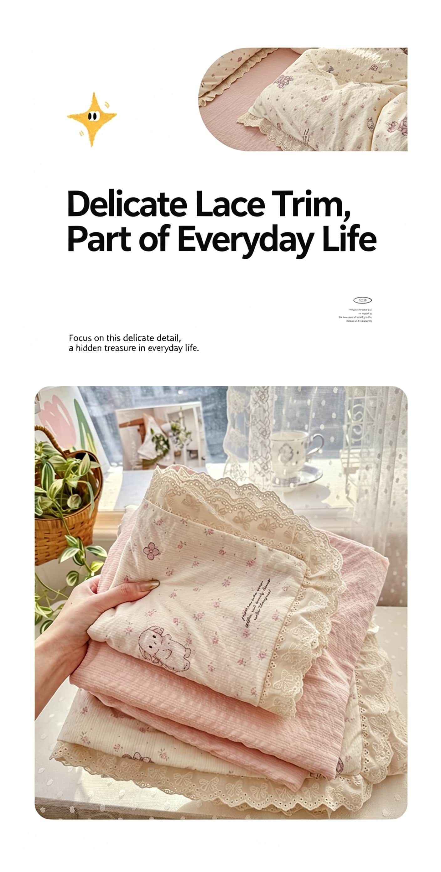 Fırfırlı Dantel Detaylı Çiçek  - Aesthetic Floral Duvet Cover incelemesi ve fiyatı