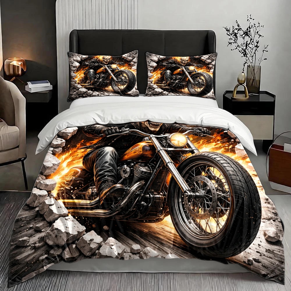 Ghost Rider Alev Kafatası Moto - Duvet Cover Sets With Zipper incelemesi ve fiyatı