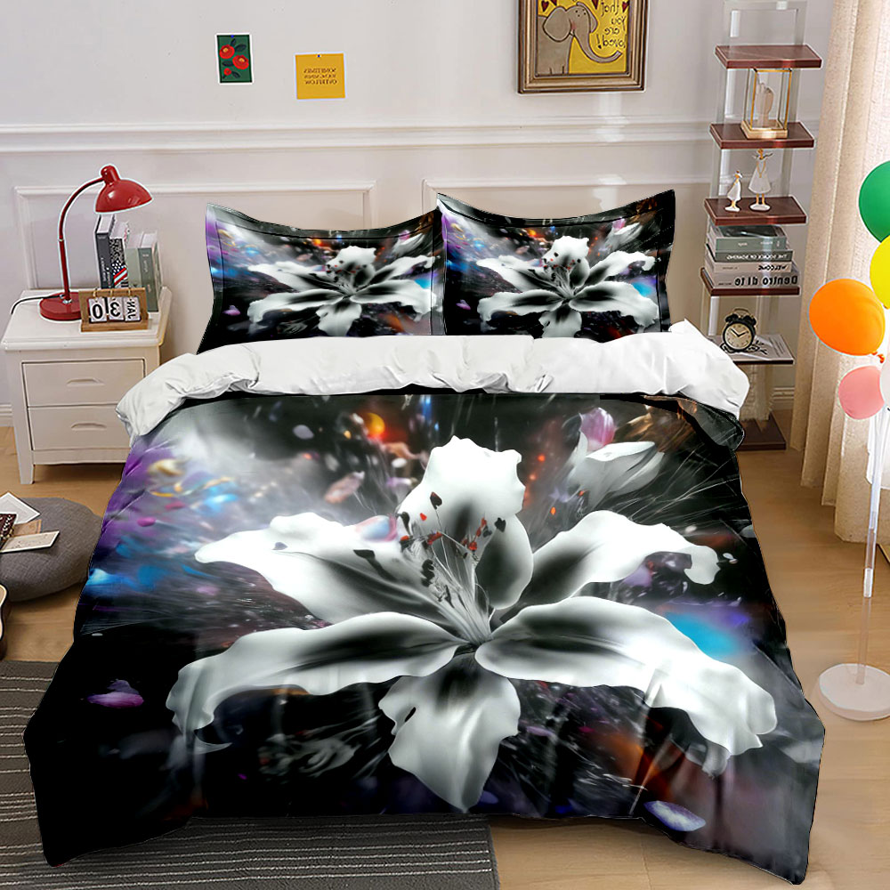 Soyut Beyaz Zambak Çiçekli Nev - Aesthetic Floral Duvet Cover incelemesi ve fiyatı