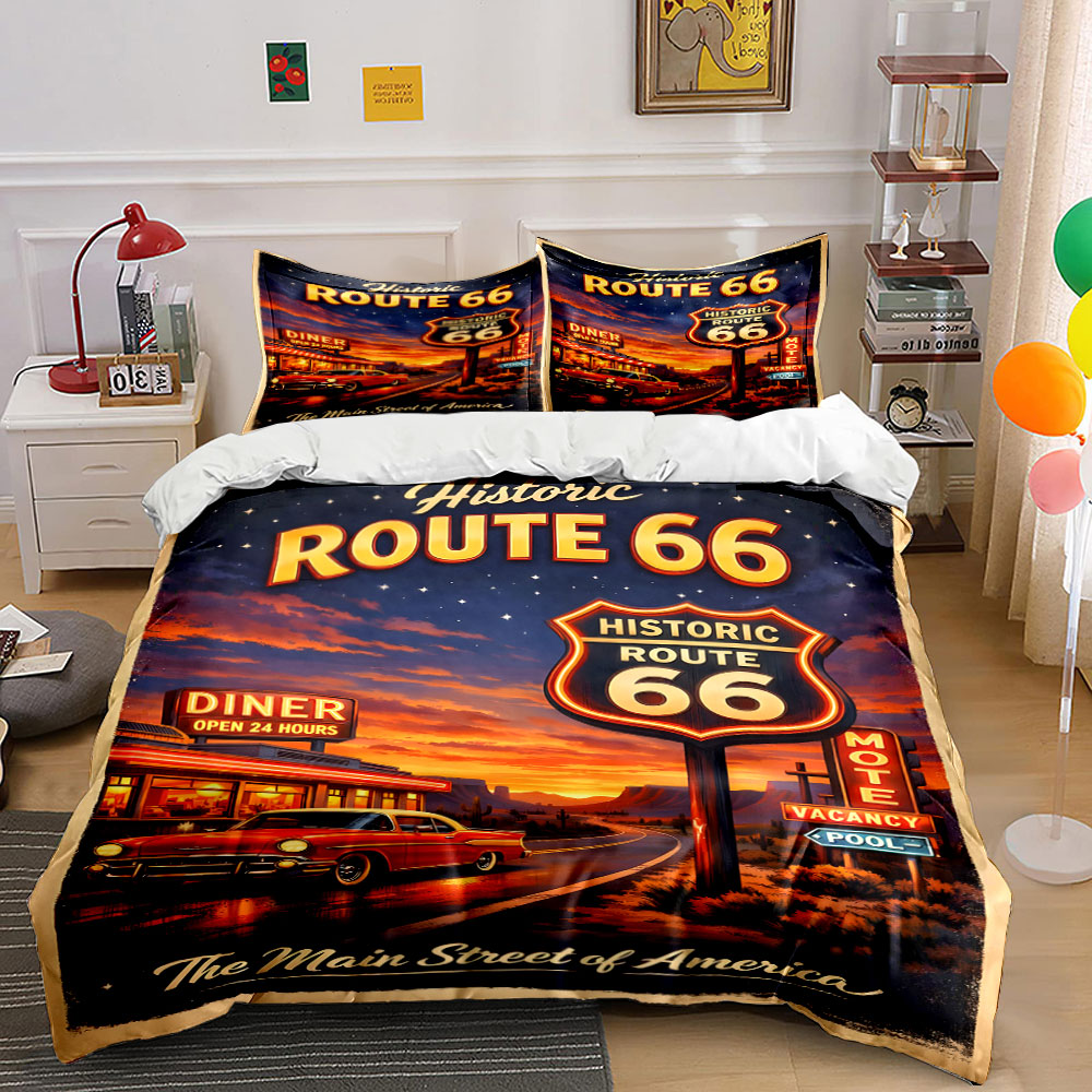 Nostaljik Gece Route 66'da Des - Duvet Cover Sets With Zipper incelemesi ve fiyatı