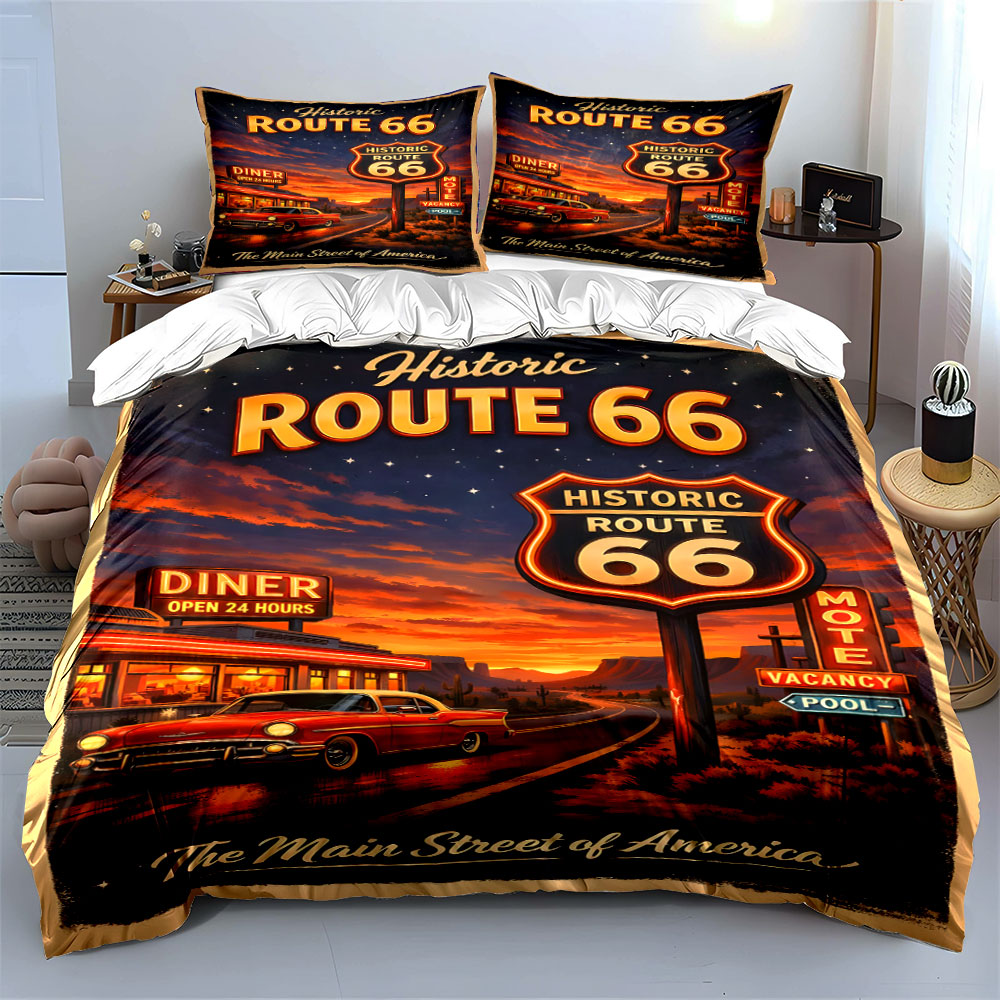 Nostaljik Gece Route 66'da Des - Duvet Cover Sets With Zipper incelemesi ve fiyatı